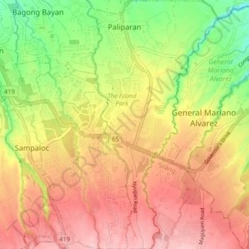 Paliparan topographic map, elevation, terrain