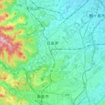 Hidaka topographic map, elevation, terrain