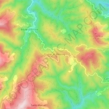 Prunet-et-Belpuig topographic map, elevation, terrain