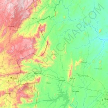 Manica topographic map, elevation, terrain