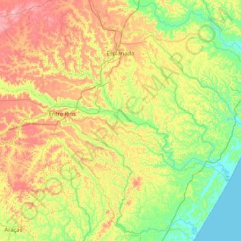 Esplanada topographic map, elevation, terrain
