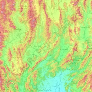 Lampang topographic map, elevation, terrain