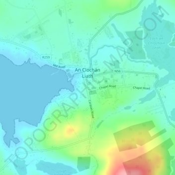 Dungloe topographic map, elevation, terrain