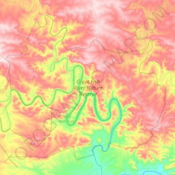 Great Fish River Nature Reserve topographic map, elevation, terrain