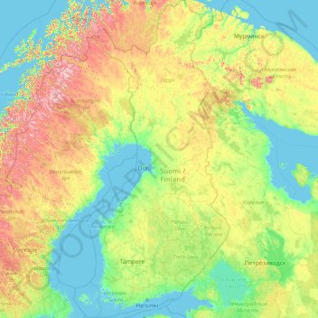 Finland topographic map, elevation, terrain