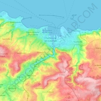 Cherburgo-Octeville topographic map, elevation, terrain