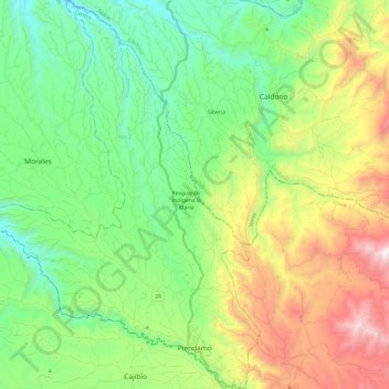 Piendamó topographic map, elevation, terrain