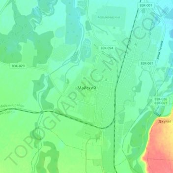 Mayskiy topographic map, elevation, terrain