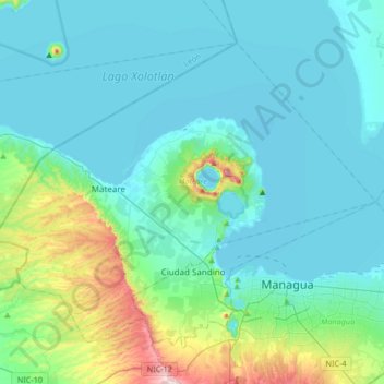 Mateare (Municipio) topographic map, elevation, terrain