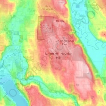 Union Hill-Novelty Hill topographic map, elevation, terrain