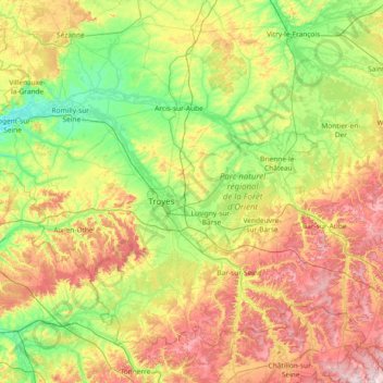 Aube topographic map, elevation, terrain