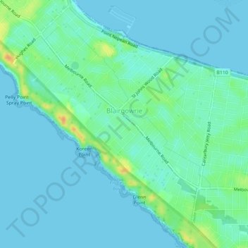 Blairgowrie topographic map, elevation, terrain