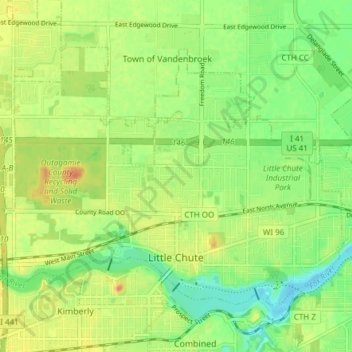 Little Chute topographic map, elevation, terrain