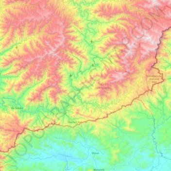 Qacha's Nek District topographic map, elevation, terrain