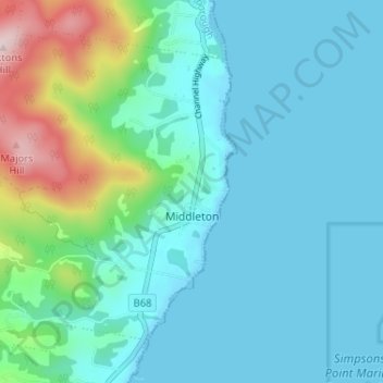 Middleton topographic map, elevation, terrain