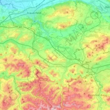 Murg topographic map, elevation, terrain