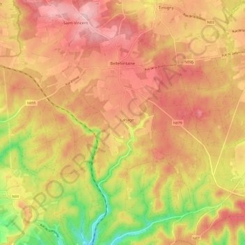 Bellefontaine topographic map, elevation, terrain