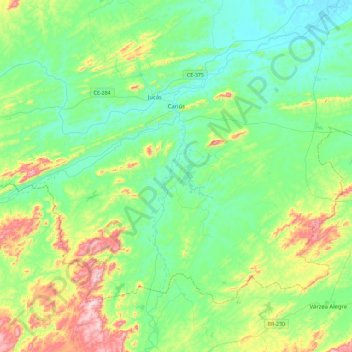 Cariús topographic map, elevation, terrain