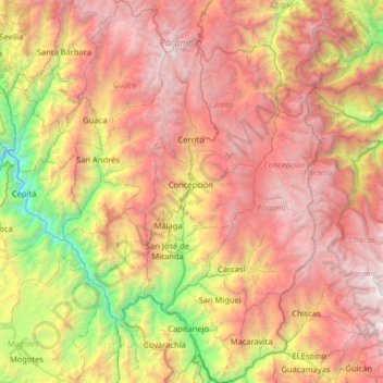 García Rovira topographic map, elevation, terrain
