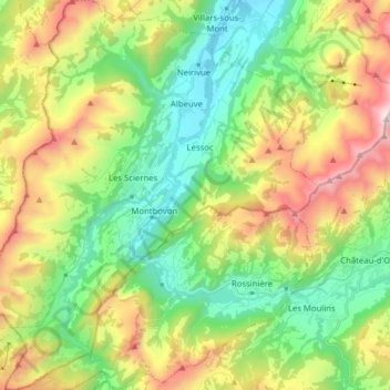 Haut-Intyamon topographic map, elevation, terrain