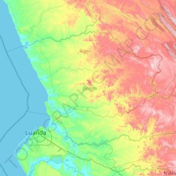 Provinz Bengo topographic map, elevation, terrain