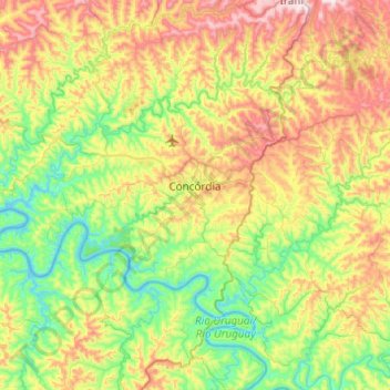 Concórdia topographic map, elevation, terrain