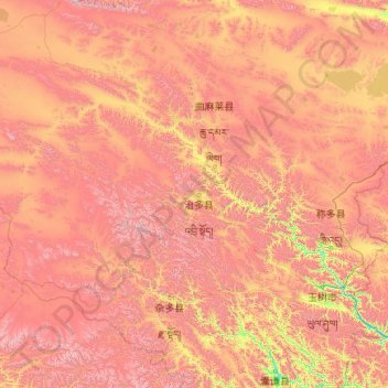 通天河 - Tōngtiān Hé topographic map, elevation, terrain