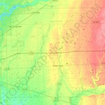 Hancock County topographic map, elevation, terrain