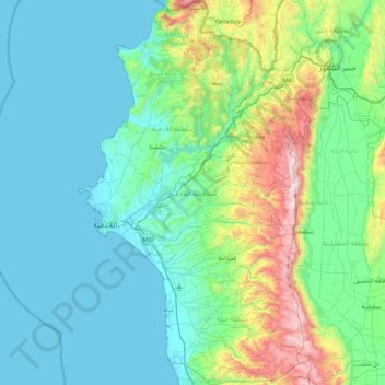 Latakia Governorate topographic map, elevation, terrain