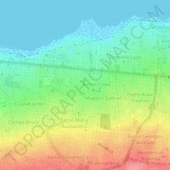 Distrito IV topographic map, elevation, terrain