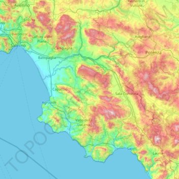 Salerno topographic map, elevation, terrain