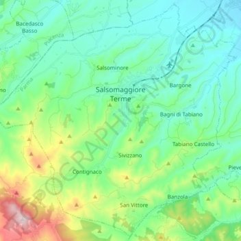 Salsomaggiore Terme topographic map, elevation, terrain