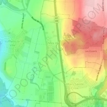 Mex (VD) topographic map, elevation, terrain