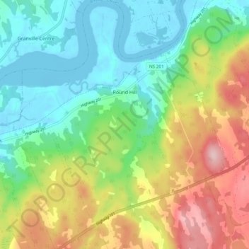 Round Hill topographic map, elevation, terrain