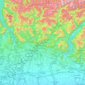Bergame topographic map, elevation, terrain