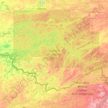 Quetico Provincial Park topographic map, elevation, terrain