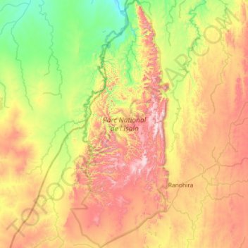 Parc National de l'Isalo topographic map, elevation, terrain