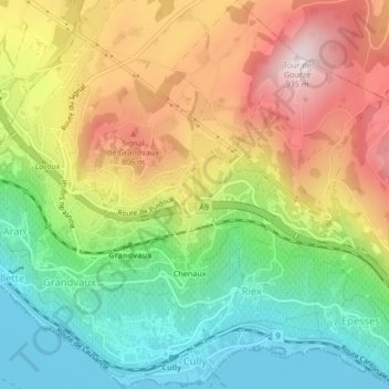 Cully topographic map, elevation, terrain