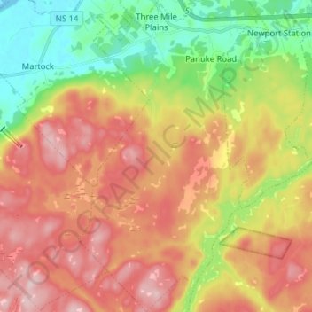 Three Mile Plains topographic map, elevation, terrain