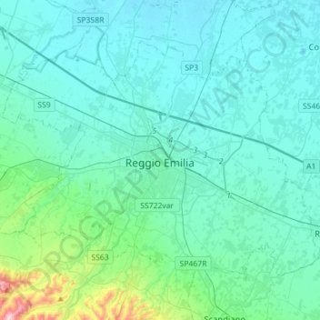 Reggio Emilia topographic map, elevation, terrain