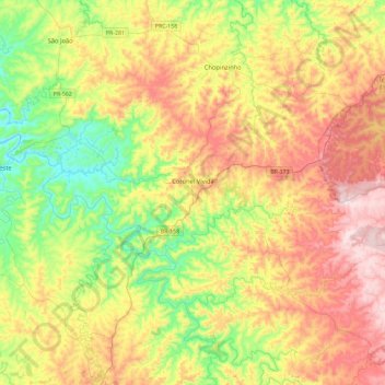 Coronel Vivida topographic map, elevation, terrain
