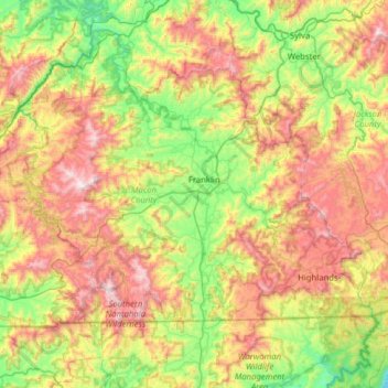 Macon County topographic map, elevation, terrain
