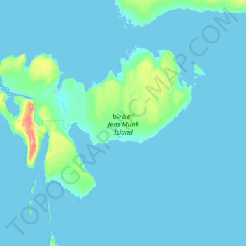 Jens Munk Island topographic map, elevation, terrain