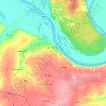 городское поселение Дюртюли topographic map, elevation, terrain