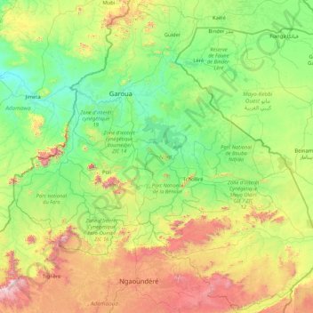 North topographic map, elevation, terrain