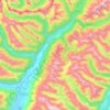 Makarora River topographic map, elevation, terrain