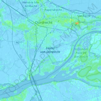 Dordrecht topographic map, elevation, terrain