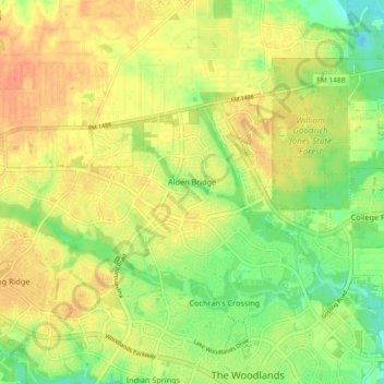 Alden Bridge topographic map, elevation, terrain