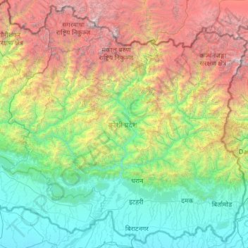Eastern Development Region topographic map, elevation, terrain