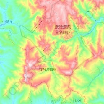 锣鼓塔街道 topographic map, elevation, terrain